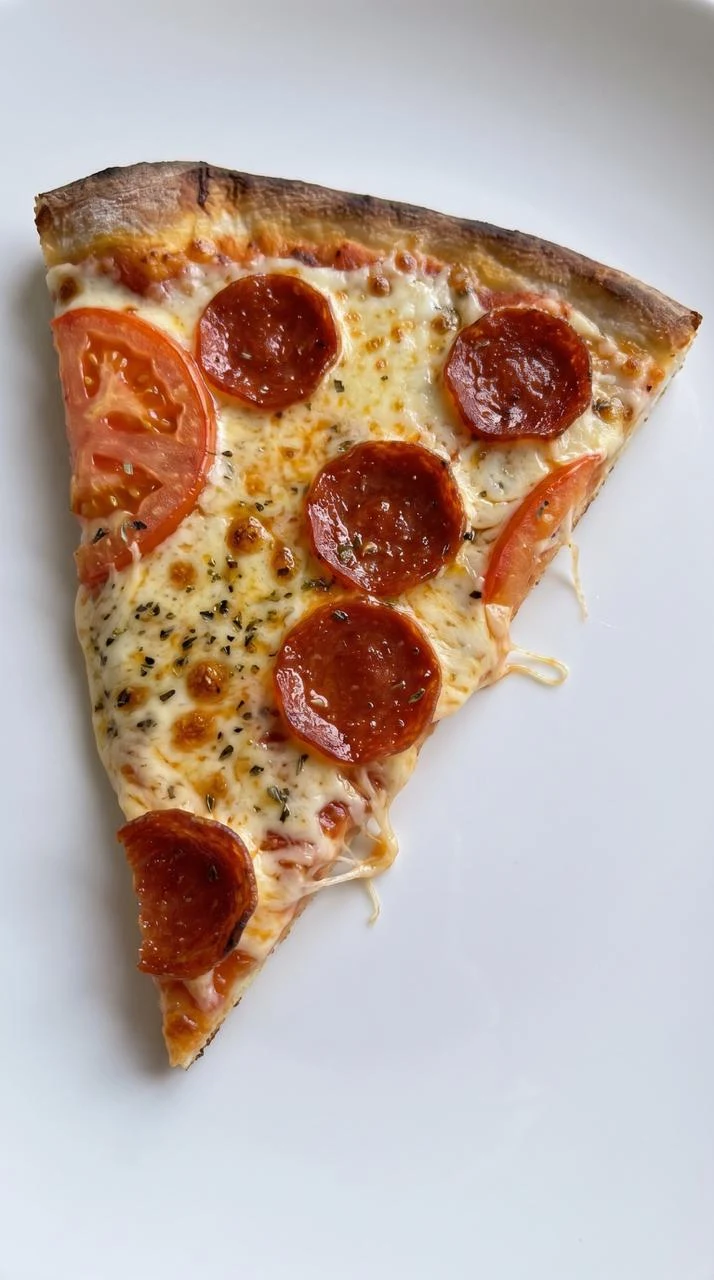 Una porción de pepperoni de la dirección visual de Fack