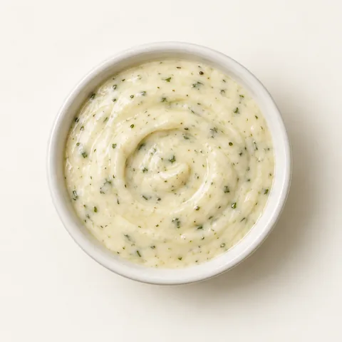 Crema clara con hierbas verdes
