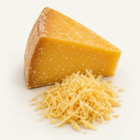 Queso amarillo dorado, rallado